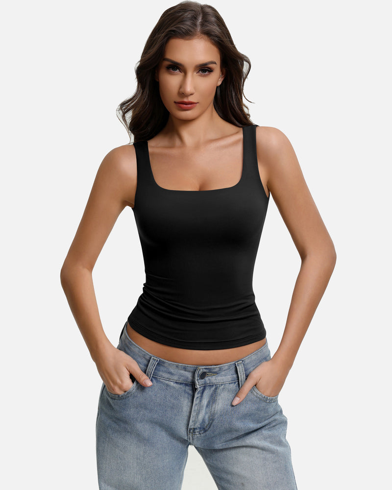 Square Neck Backless Tank Top Slim Fit Going Out Top