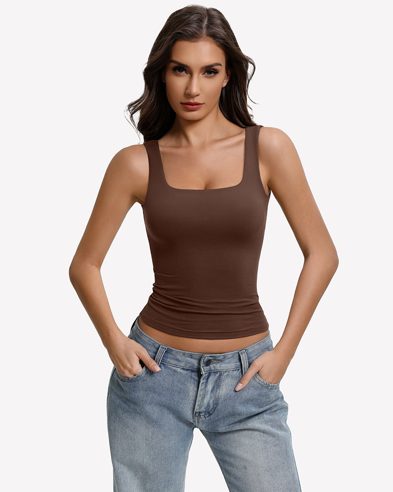 Square Neck Backless Tank Top Slim Fit Going Out Top