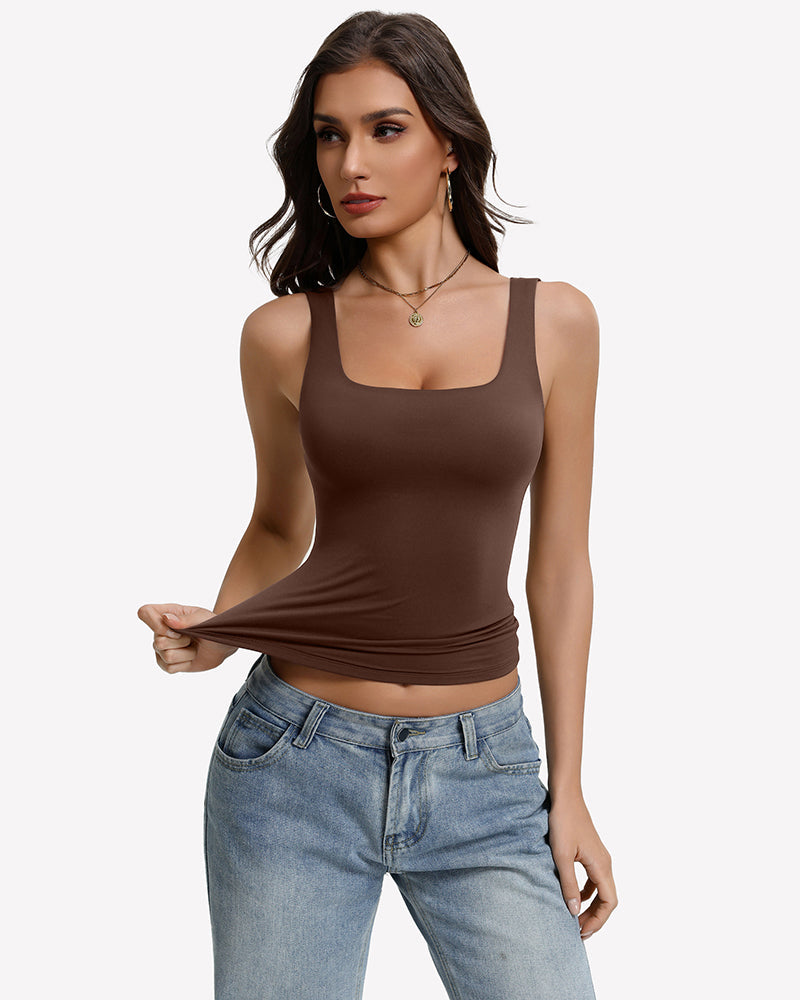 Square Neck Backless Tank Top Slim Fit Going Out Top