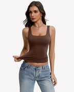 Square Neck Backless Tank Top Slim Fit Going Out Top