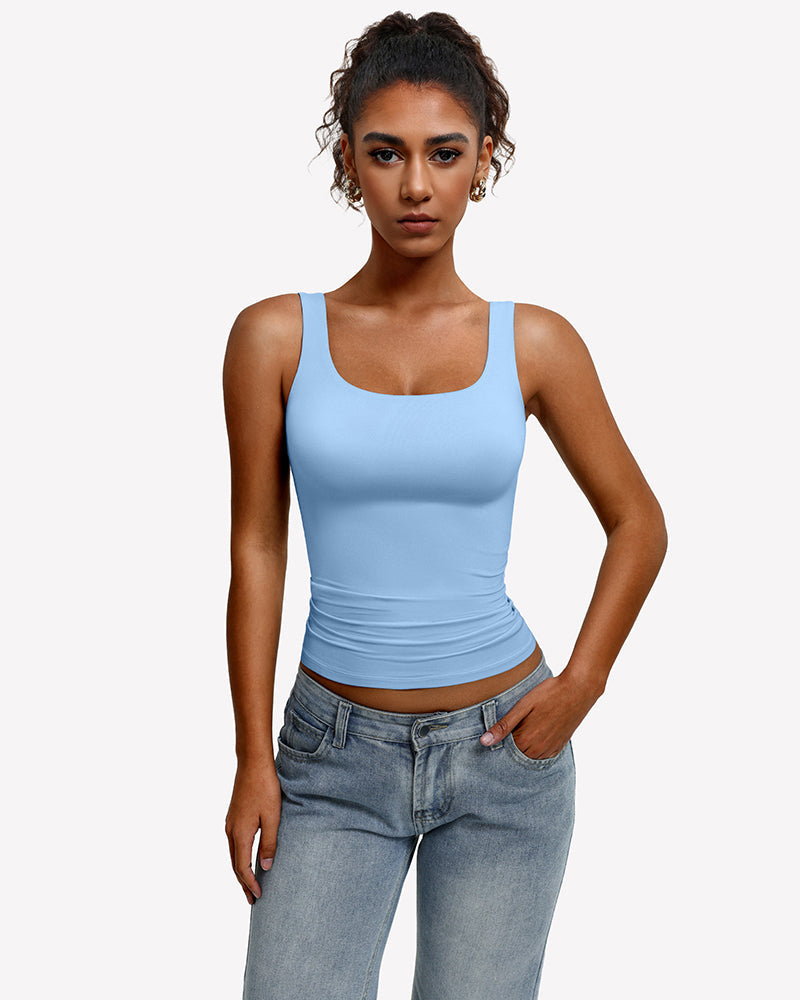 Square Neck Backless Tank Top Slim Fit Going Out Top