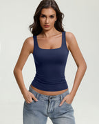 Square Neck Backless Tank Top Slim Fit Going Out Top