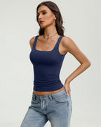 Square Neck Backless Tank Top Slim Fit Going Out Top