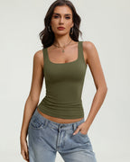 Square Neck Backless Tank Top Slim Fit Going Out Top