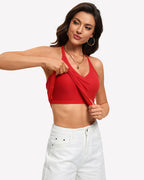 V Neck Tank Top with Built-In Bra Ribbed Racerback Fitted Cami