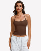 Y2K Halter Crop Top Backless Double Lined Camisole