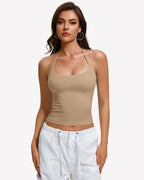 Y2K Halter Crop Top Backless Double Lined Camisole