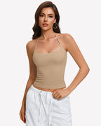Y2K Halter Crop Top Backless Double Lined Camisole