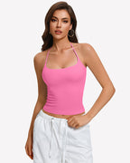 Y2K Halter Crop Top Backless Double Lined Camisole