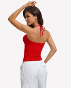 Y2K Halter Crop Top Backless Double Lined Camisole
