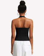 Square Neck Ruched Halter Tank Top
