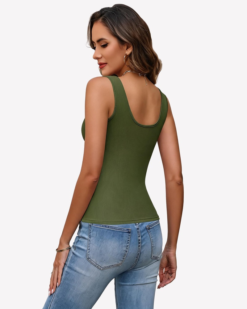 Deep V Neck Tank Top Ribbed Knit Cami Going Out Sexy Top