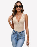 Deep V Neck Tank Top Ribbed Knit Cami Going Out Sexy Top