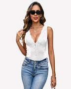 Deep V Neck Tank Top Ribbed Knit Cami Going Out Sexy Top