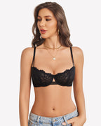 Floral Lace Bra Sheer Mesh Unlined Bra
