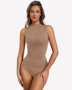 Mock Turtle Neck Tank Top - Double Lined Fitted Y2K Summer Top