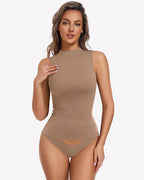 Mock Turtle Neck Tank Top - Double Lined Fitted Y2K Summer Top