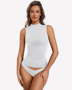 Mock Turtle Neck Tank Top - Double Lined Fitted Y2K Summer Top