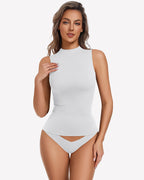 Mock Turtle Neck Tank Top - Double Lined Fitted Y2K Summer Top