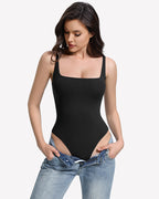 Square Neck Backless Double-Lined Thong Bodysuit