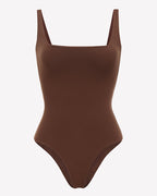 Square Neck Backless Double-Lined Thong Bodysuit