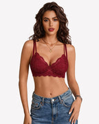Underwire Mesh Scalloped V Neck Unlined Everyday Bra