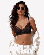 Underwire Mesh Scalloped V Neck Unlined Everyday Bra