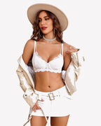 Underwire Mesh Scalloped V Neck Unlined Everyday Bra