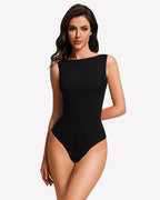 Boat Neck Bodysuit Double Lined Going Out Top