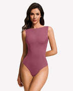Boat Neck Bodysuit Double Lined Going Out Top