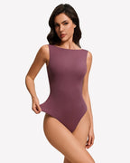 Boat Neck Bodysuit Double Lined Going Out Top
