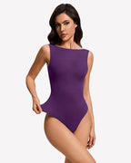 Boat Neck Bodysuit Double Lined Going Out Top