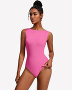 Boat Neck Bodysuit Double Lined Going Out Top