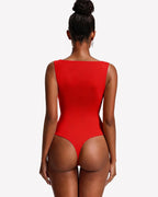 Boat Neck Bodysuit Double Lined Going Out Top