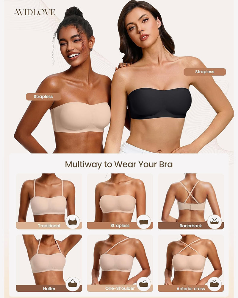 No-Slip Wireless Jelly Strapless Bra with Adjustable Straps