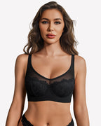 Full Coverage Sheer Mesh Lace Bra Underwire Unlined Everyday Lingerie