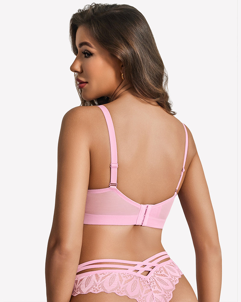 Full Coverage Sheer Mesh Lace Bra Underwire Unlined Everyday Lingerie