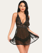 Womens Lace Babydoll Halter Nightgown Sleepwear