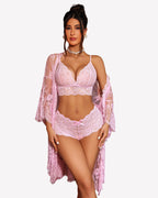 Women Lingerie Set 3 Piece Bra and Panty Sets with Robe