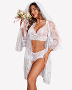 Women Lingerie Set 3 Piece Bra and Panty Sets with Robe