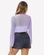 Sheer Shrug Tie Front Mesh Shawl Top