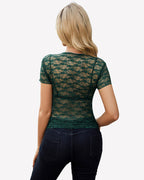 Lace Tops Short Sleeve Mesh Shirts