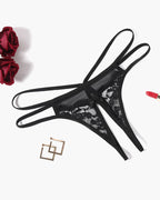 Lace Floral Lace Crotchless Briefs G-String