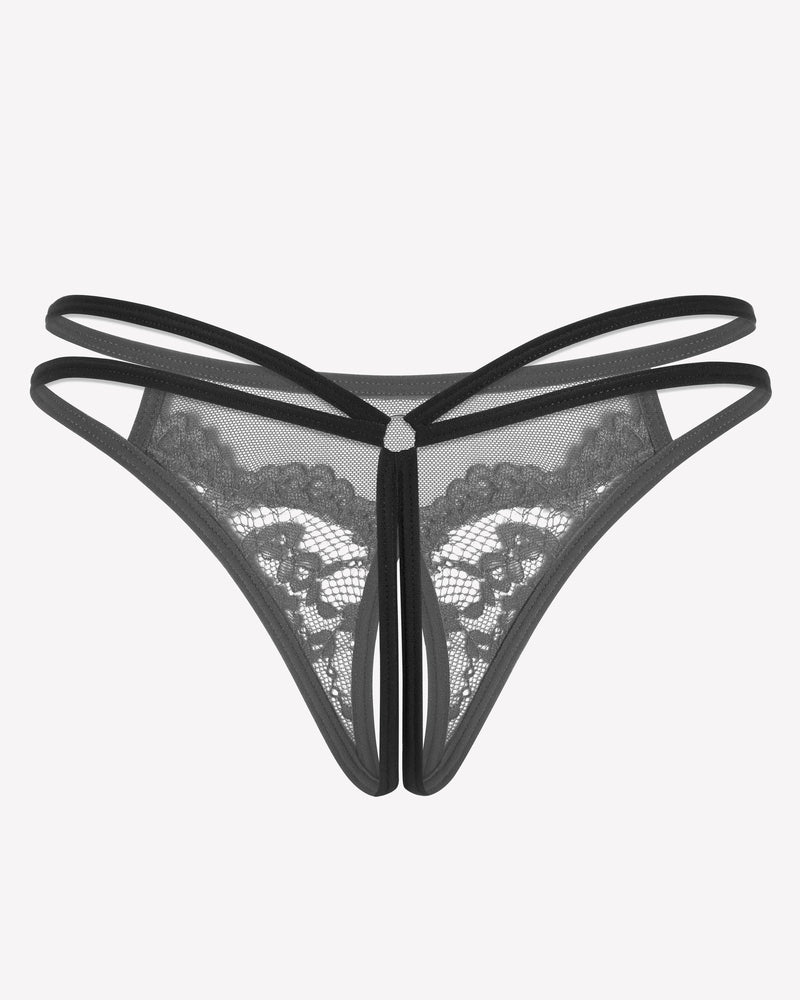 Lace Floral Lace Crotchless Briefs G-String