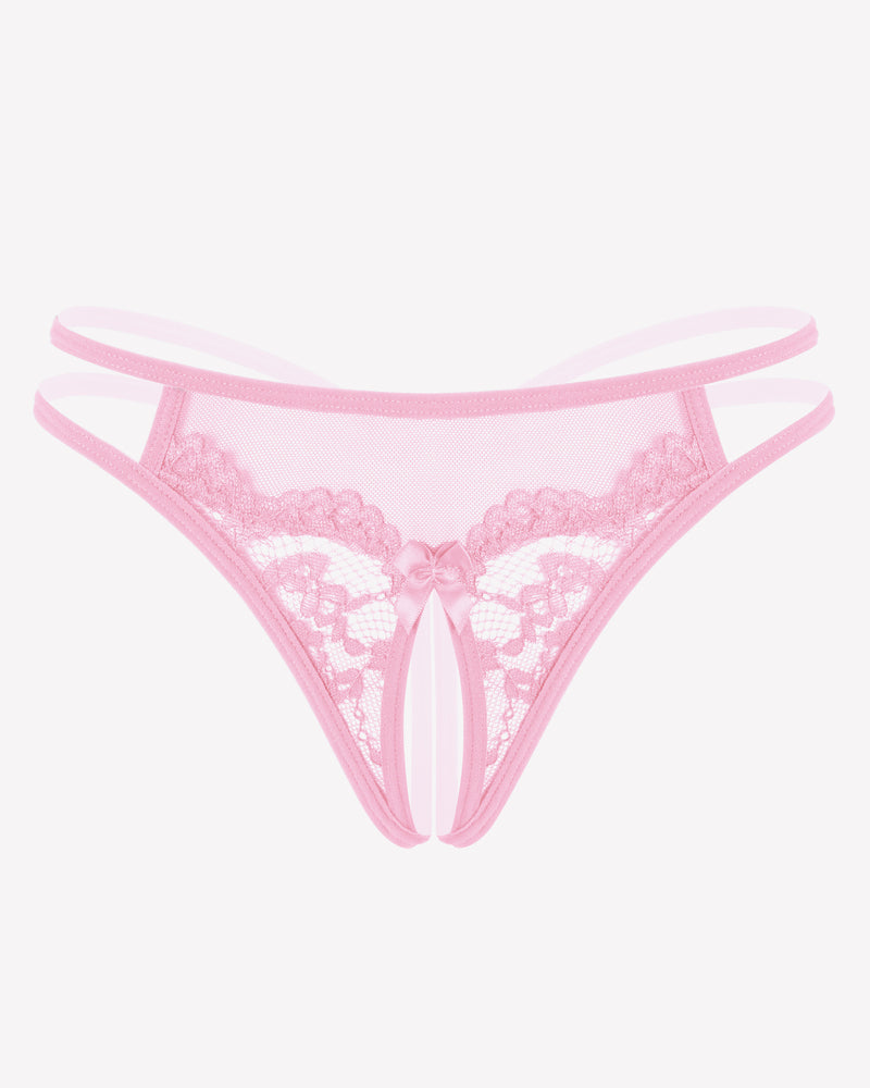 Lace Floral Lace Crotchless Briefs G-String