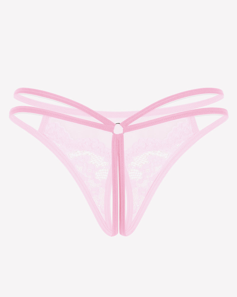 Lace Floral Lace Crotchless Briefs G-String