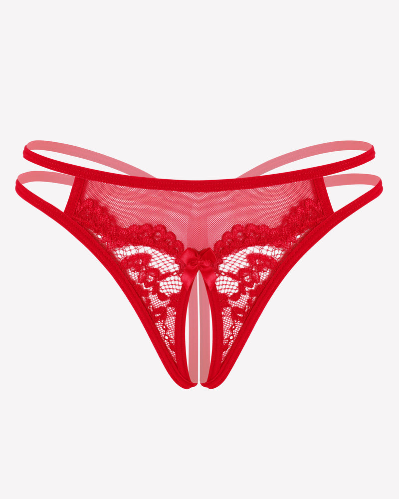 Lace Floral Lace Crotchless Briefs G-String