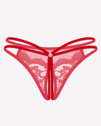 Lace Floral Lace Crotchless Briefs G-String