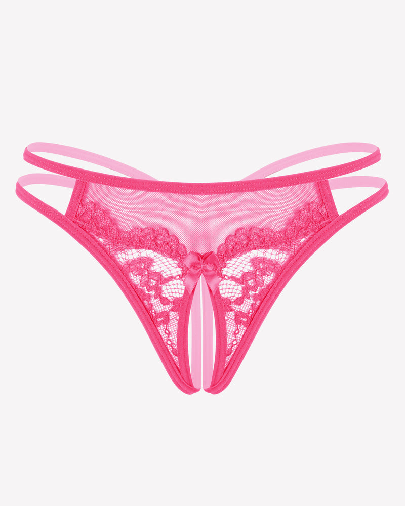 Lace Floral Lace Crotchless Briefs G-String