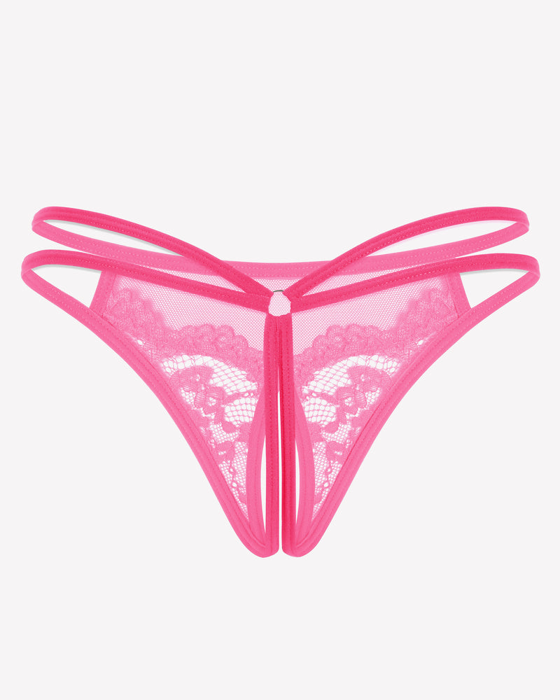 Lace Floral Lace Crotchless Briefs G-String